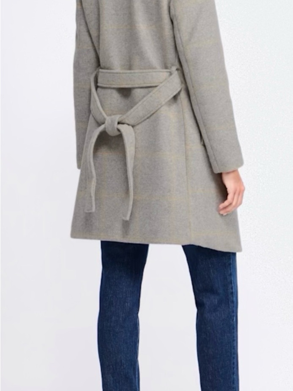 CoffeeShop Frindge Wool Like Blend Gray Plaid Coat - NWT - Picture 3 of 4